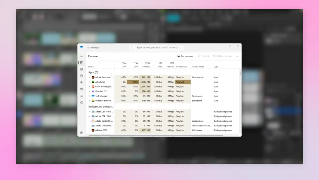 Affinity V3 performance issue