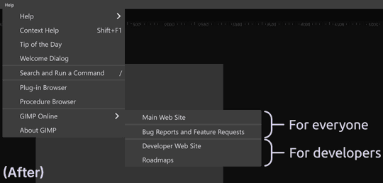 GIMP menu Help reorder idea